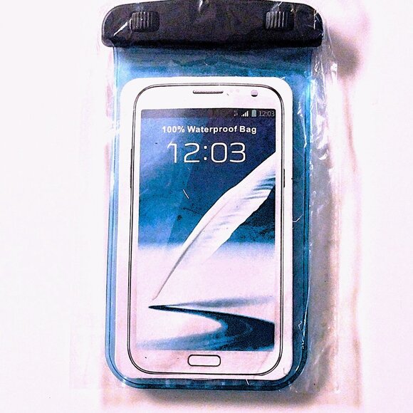 2 Pack Waterproof Universal Cell Phone Pouch (Lanyard & Arm Band) ~ Blue & Clear - Picture 5 of 9